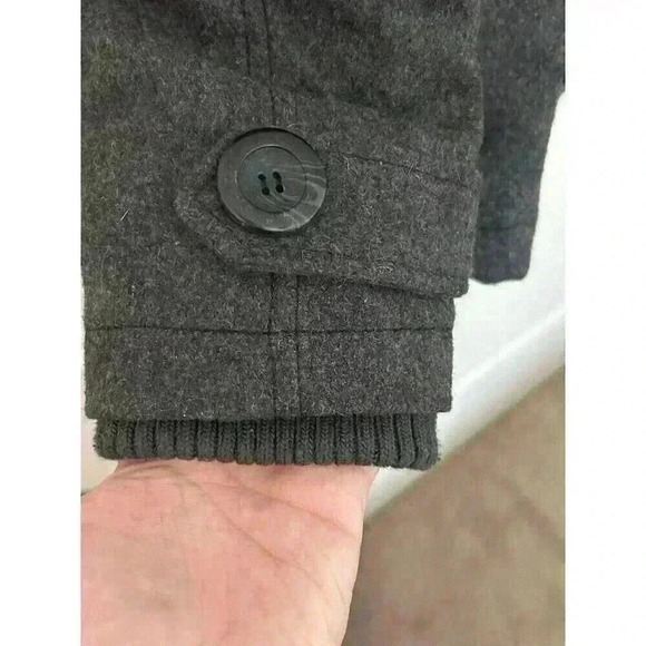 Men’s Wool Blend BKE Grey Pea Coat Slim Fit Medium W/Removable Hood. Heavy, Warm - Picture 3 of 16